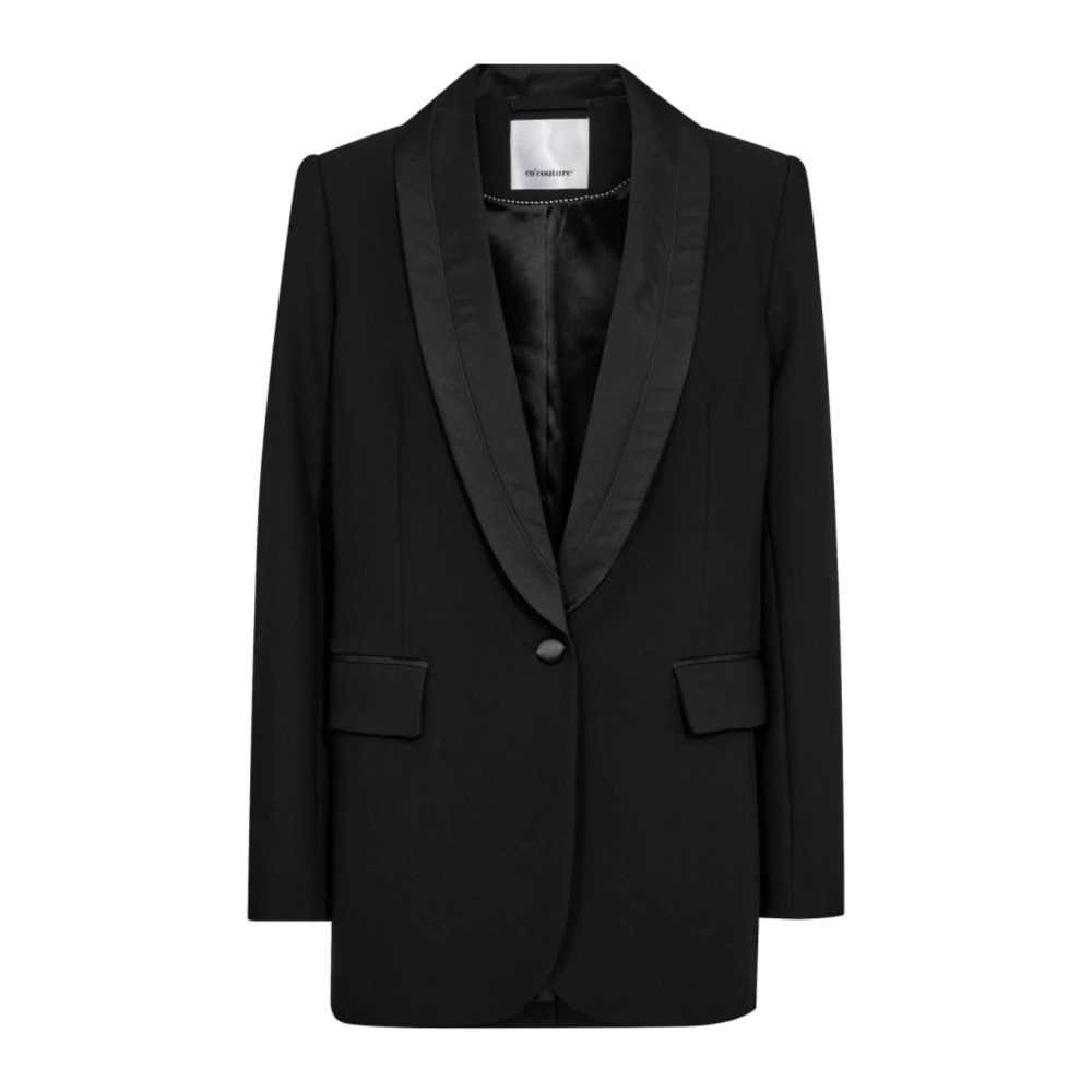 Co'Couture Zwarte Smoking Blazer Oversize Moderne Stijl Black Dames