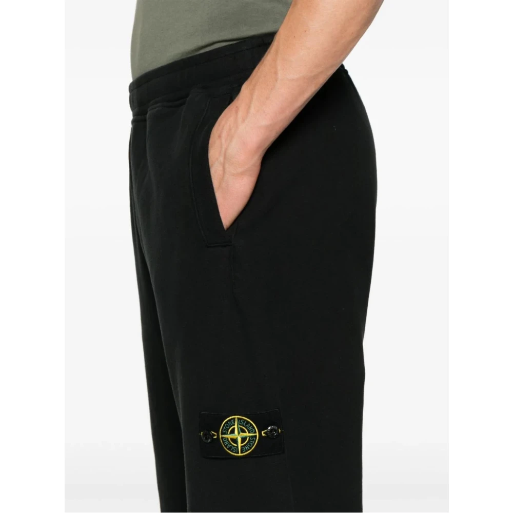 Stone Island Zwarte Katoenen Sweatpants Aw24 Black Heren
