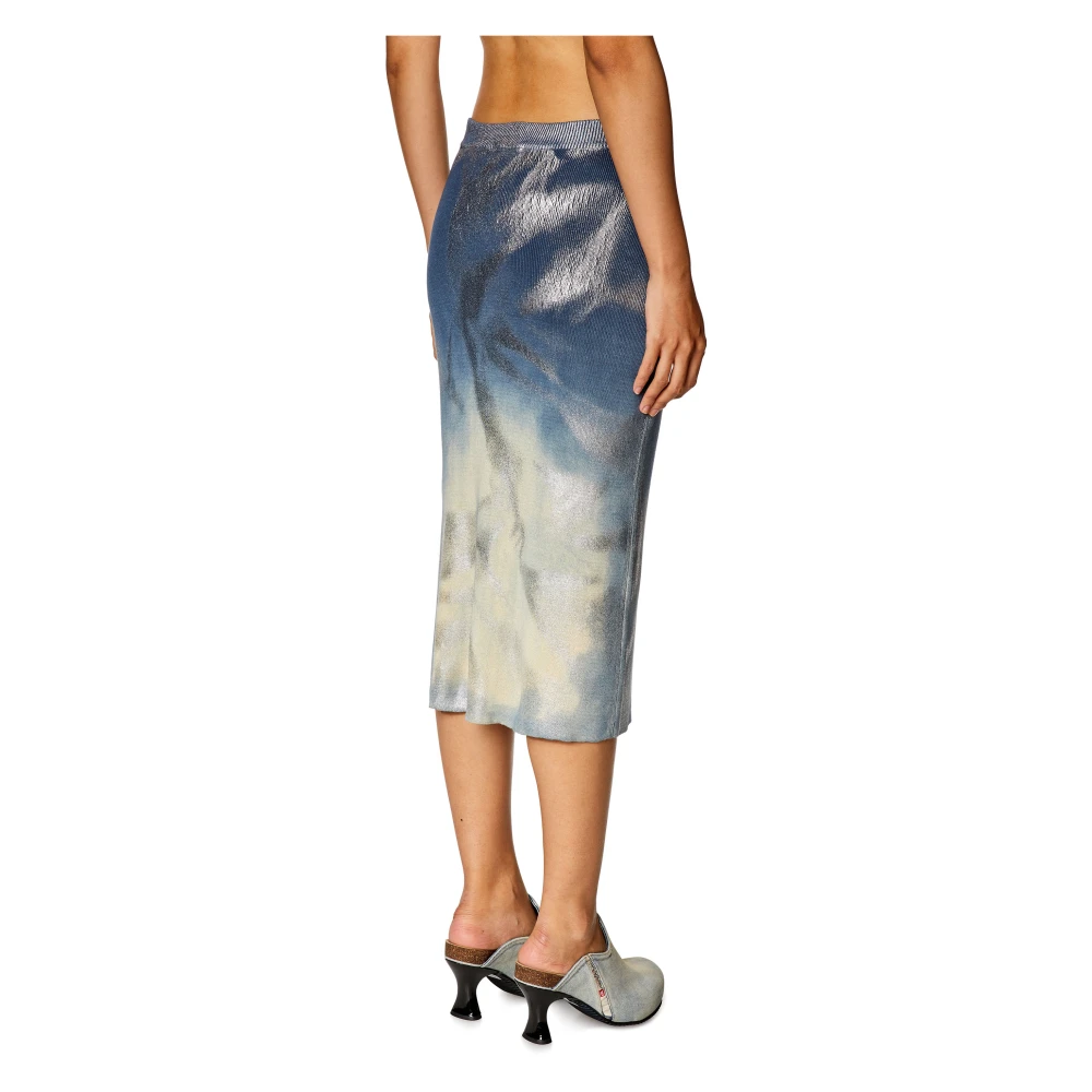 Diesel Knit pencil skirt with metallic effects Blue Dames