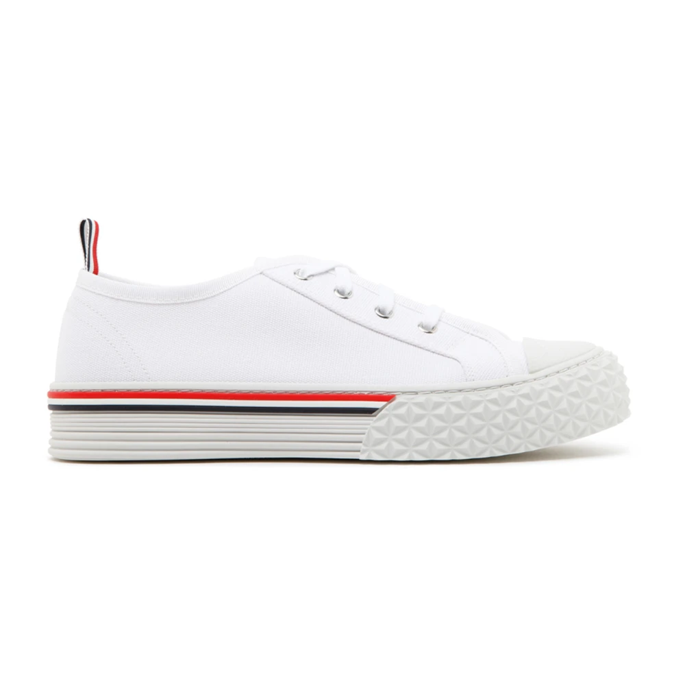 Thom Browne Witte Katoenen Sneakers met Streepdetail Heren Schoenen