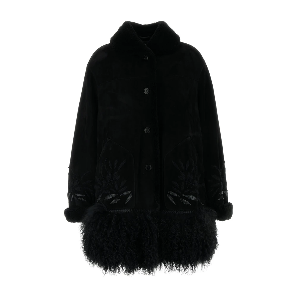 Ermanno Scervino Shearling Coat Black Dames