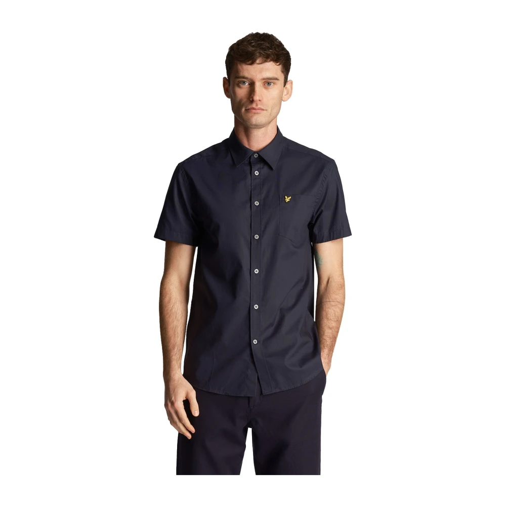 Lyle & Scott Kortärmad Poplin Skjorta Blue, Herr