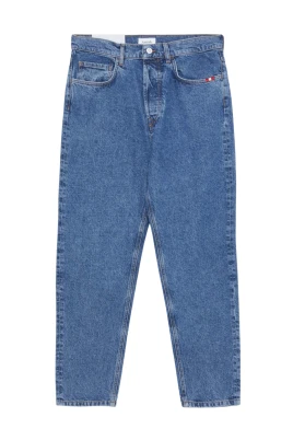 Mörk Tvättade Cropped Jeans