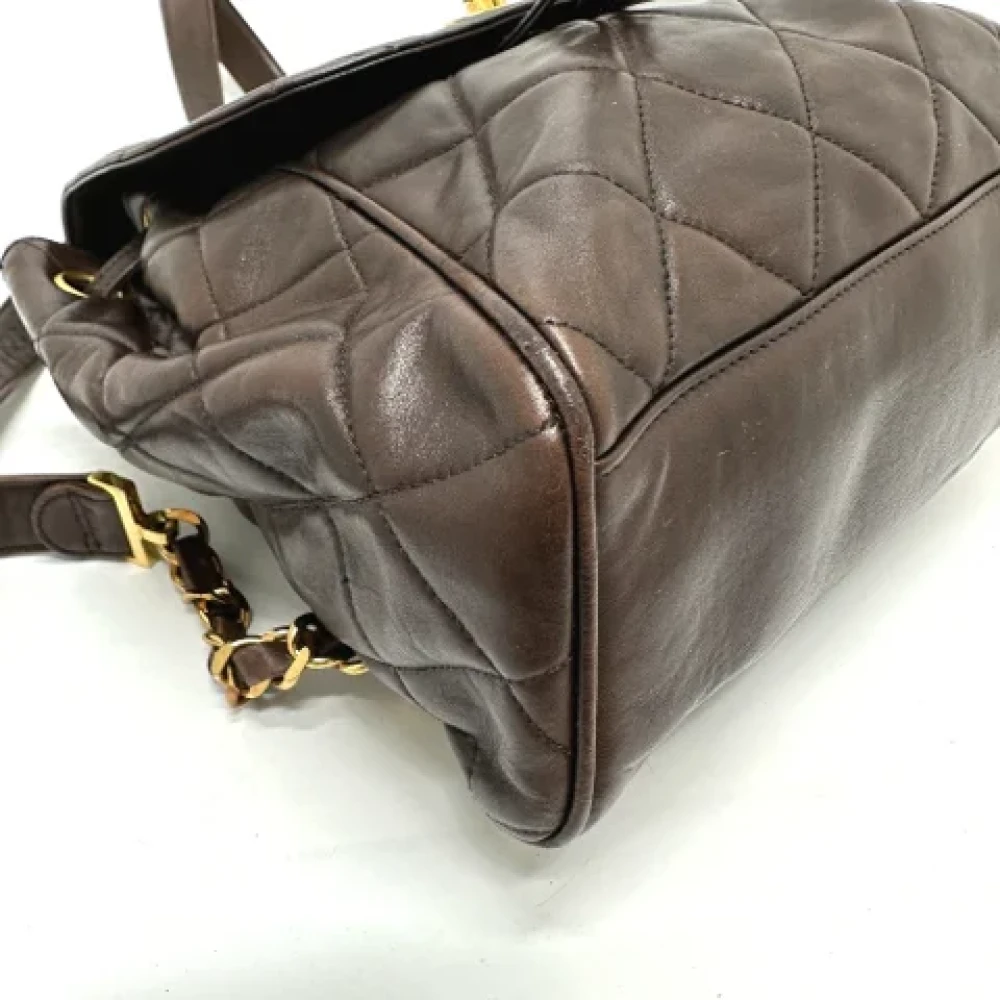 Chanel Vintage Pre-owned Leather backpacks Brown Dames