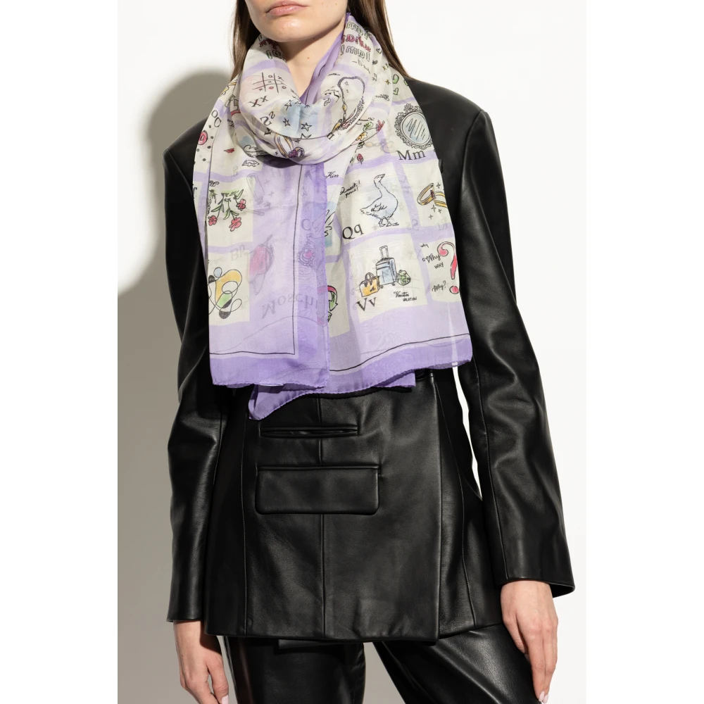 Moschino Zijden sjaal met print Purple Unisex