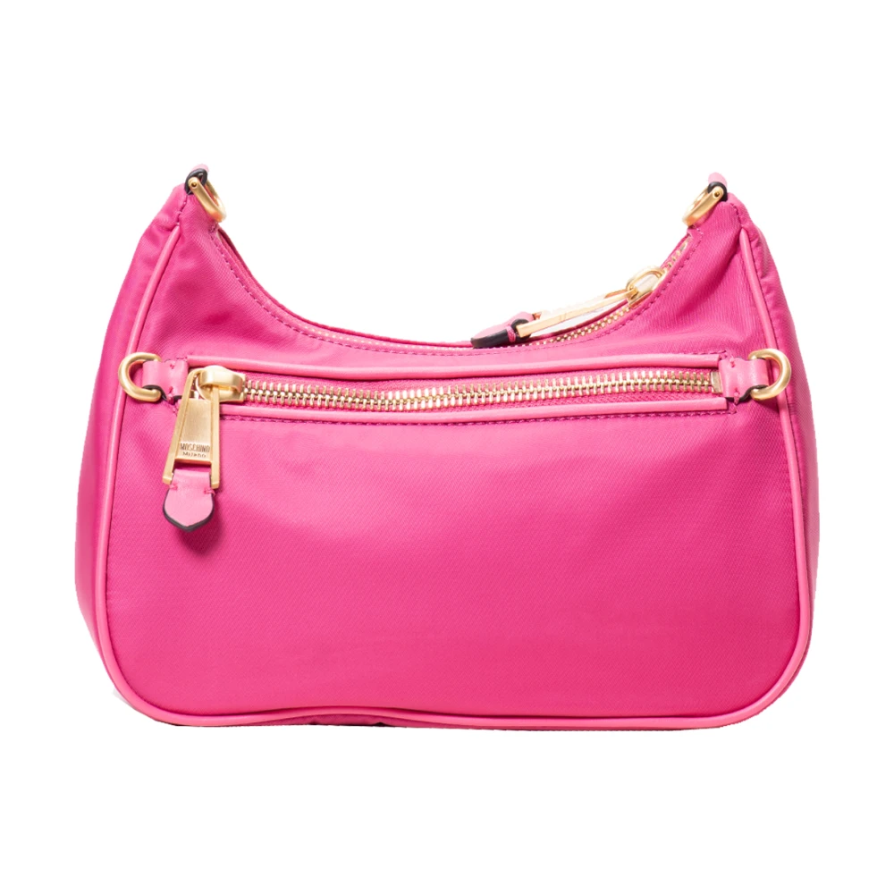 Moschino Fuchsia Metallic Letters Nylon Schoudertas Pink Dames