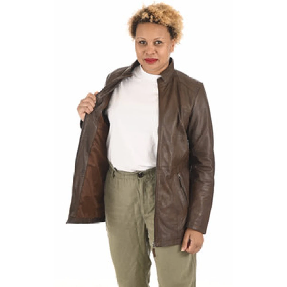 La Canadienne Bruin Leren Comfort Vest Brown Dames