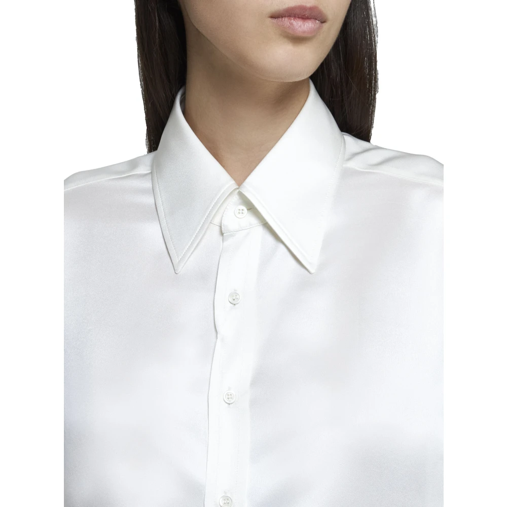 Maison Margiela Zijden Off-White Overhemd met Manchetknopen White Dames