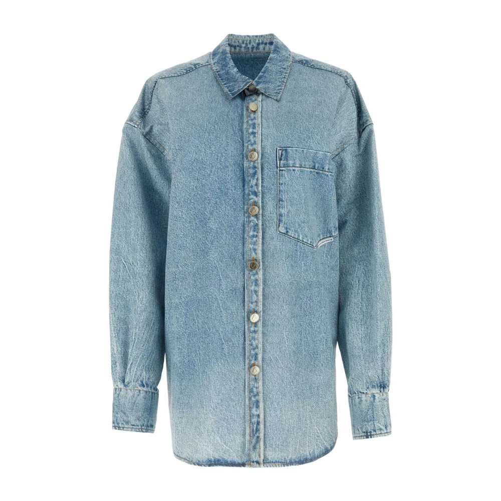 Alexander wang Oversized Bedrukt Jersey Shirt Blue Dames