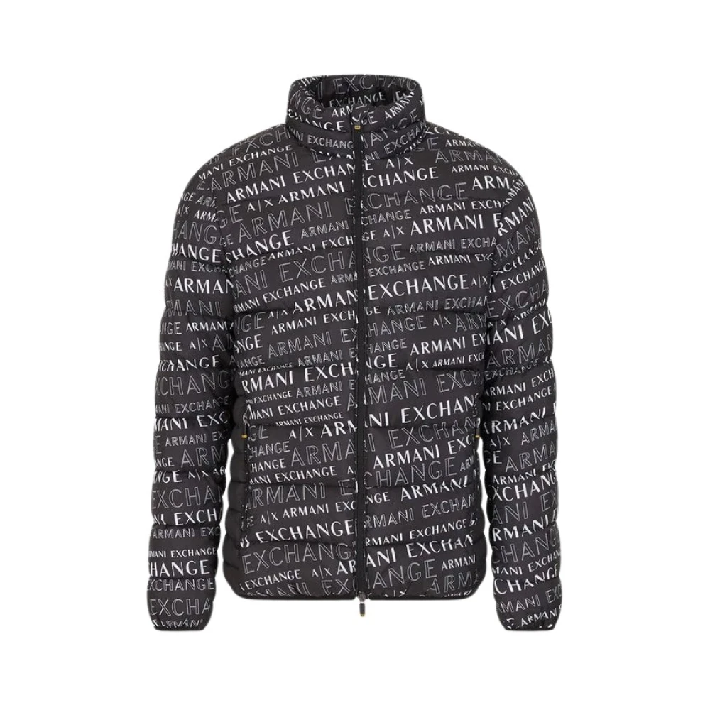 Armani Exchange Gewatteerde Winterjas met Logopatroon Gray Heren