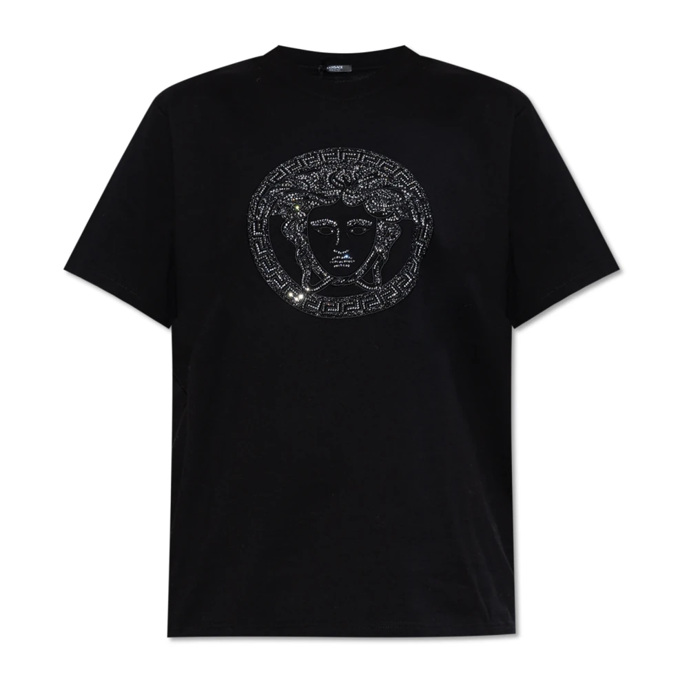 Versace T-shirt med logotyp Black, Dam