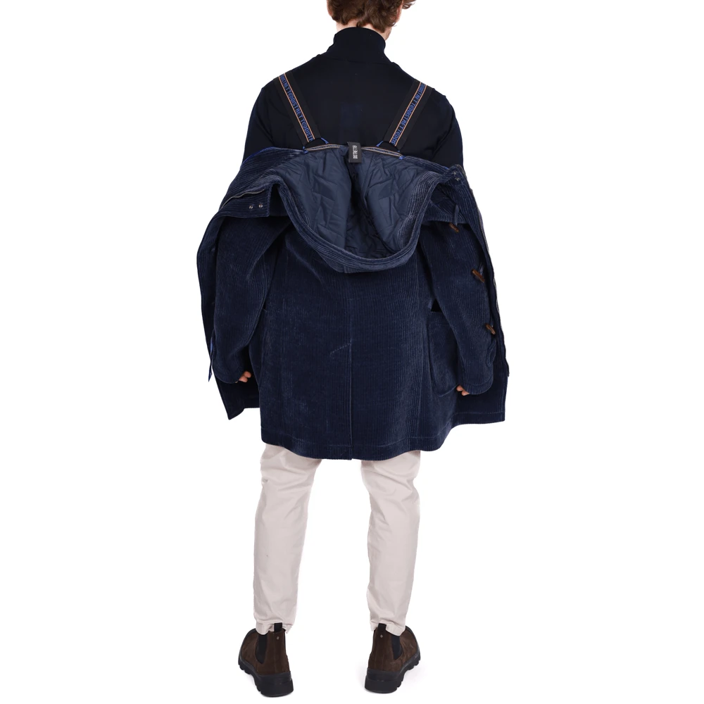 Distretto12 Blauwe Corduroy Hoodiejas met Rits Blue Heren