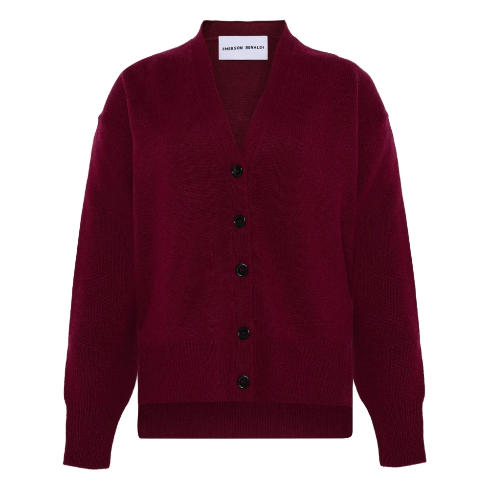 Emerson Renaldi Barolo Cashmere Stickad Kofta Red, Dam