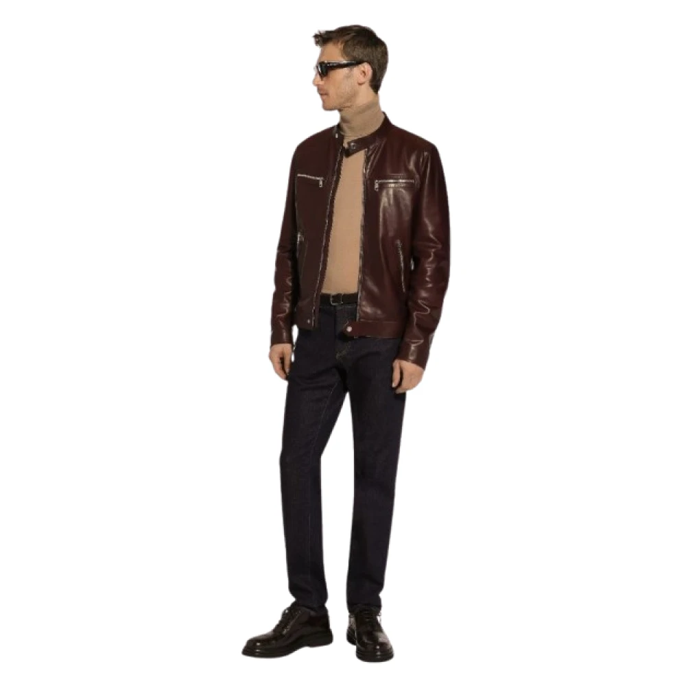 Dolce & Gabbana Slim-Fit Jeans met Logoplaquette Blue Heren