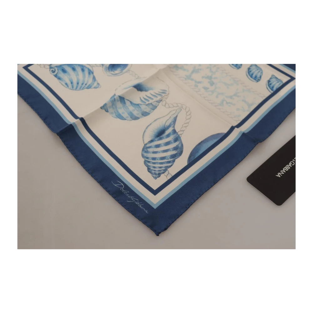 Dolce & Gabbana Zijden Sjaal met Logo Print Blue Heren