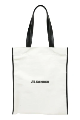 Beige och svart bomullsshopper väska