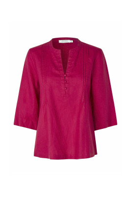 red-linen-blouse-with-v-neck