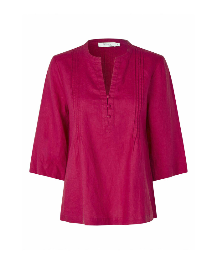 chemisier-rouge-en-lin-avec-col-en-v