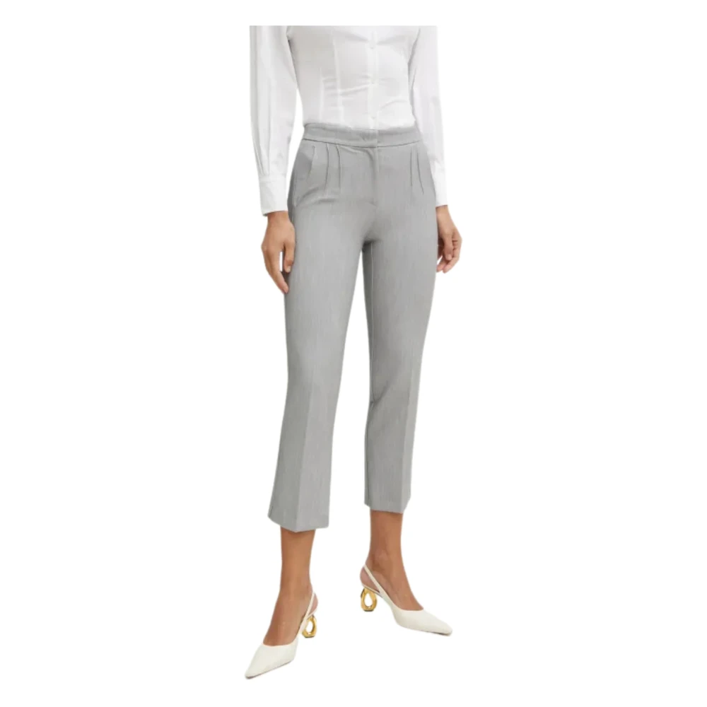 Patrizia Pepe Women's Grey Straight Leg Pleated Trousers
