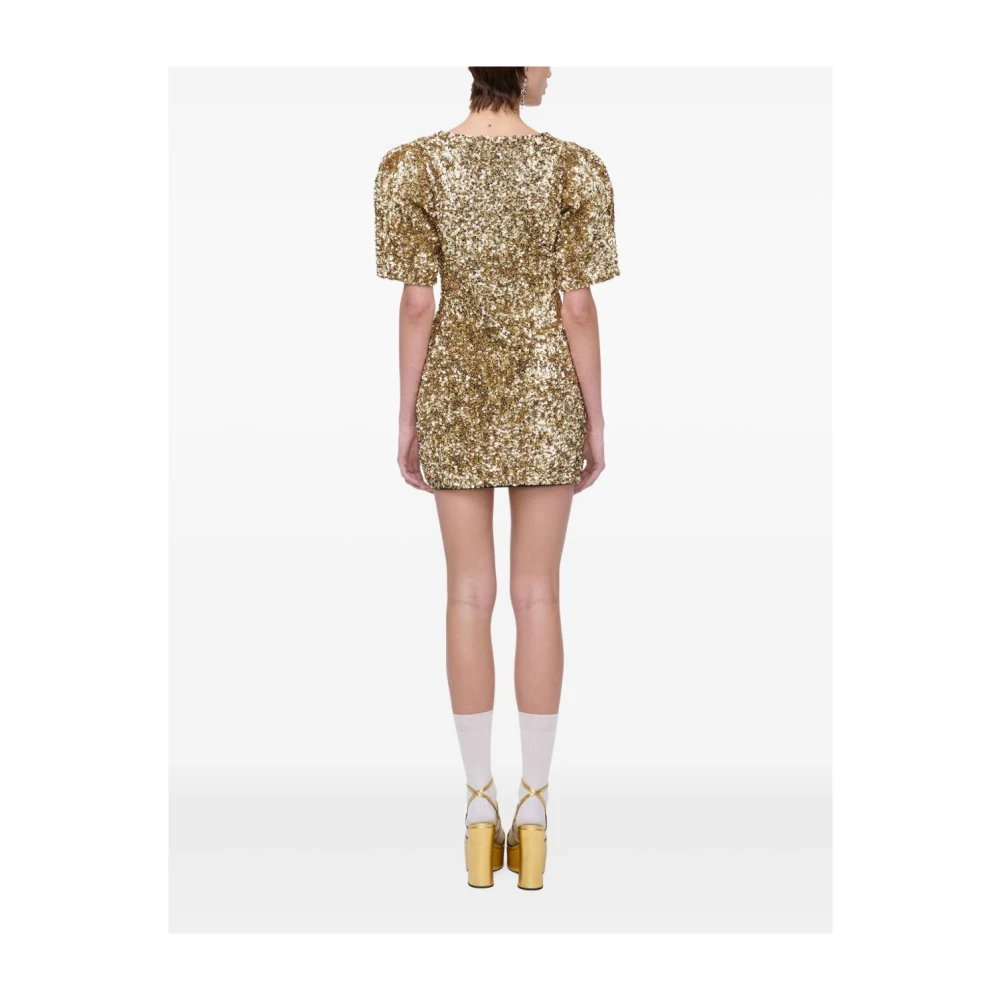 Marc Jacobs Gouden Paillet Hals Gebreide Jurk Yellow Dames