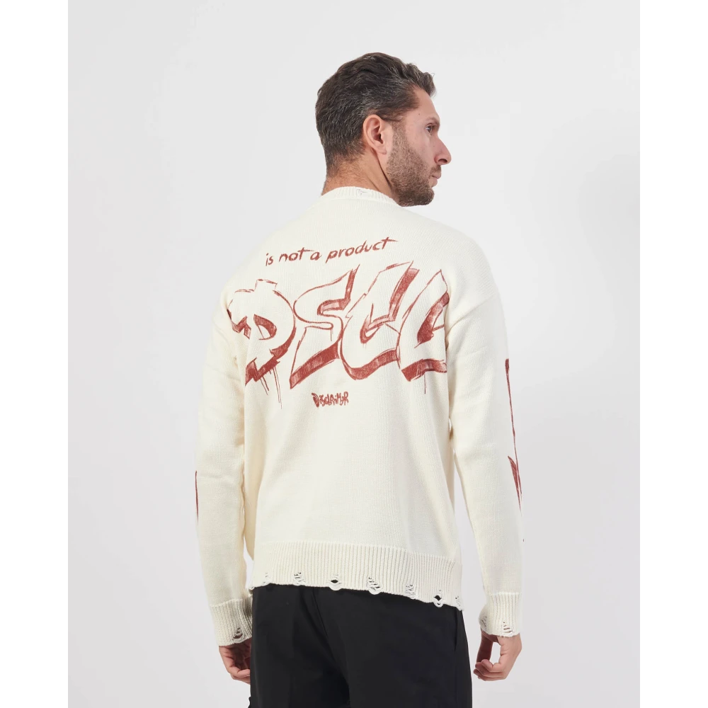 Disclaimer Witte Sweater met Contrastprint White Heren