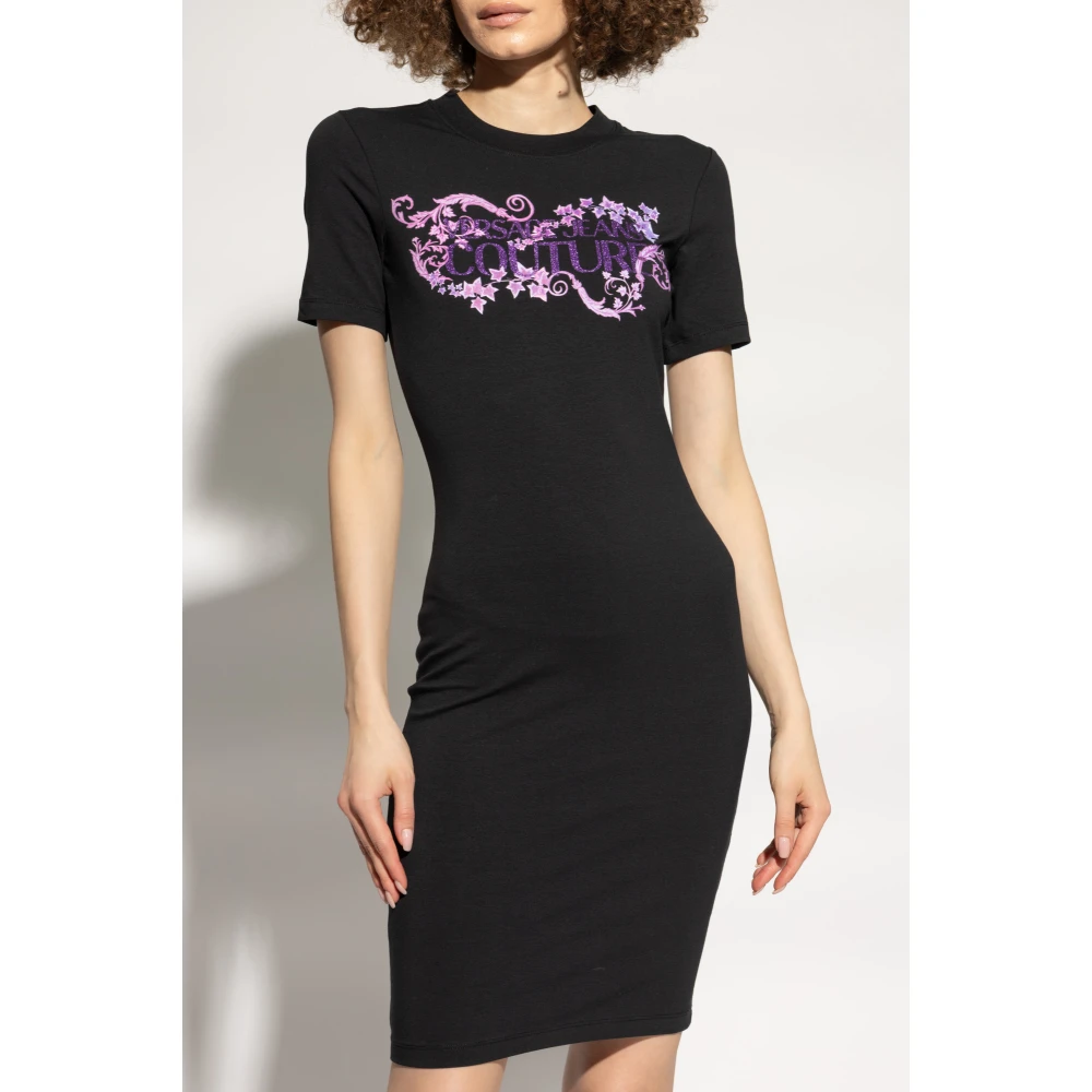 Versace Jeans Couture Jurk met logo Black Dames