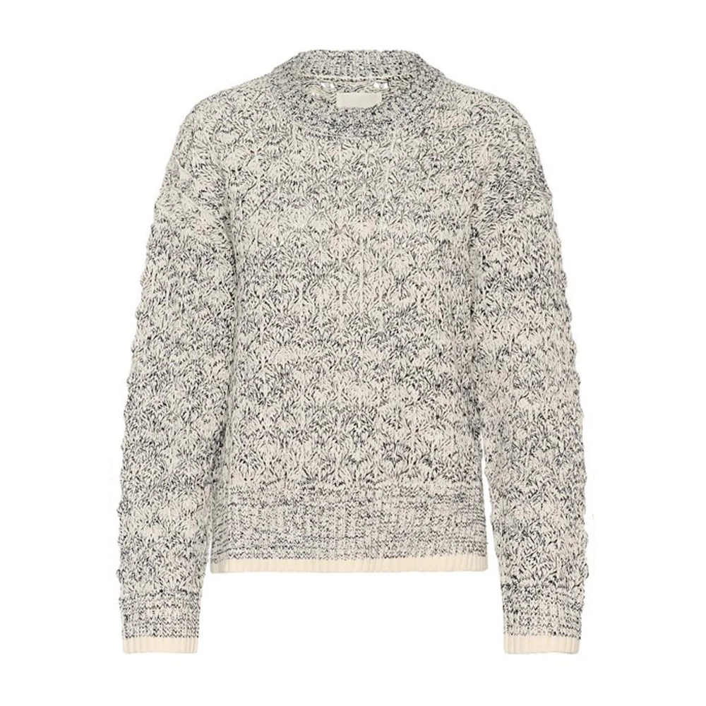 Part Two Zachte Gebreide Trui Marineblauw en Wit Gray Dames