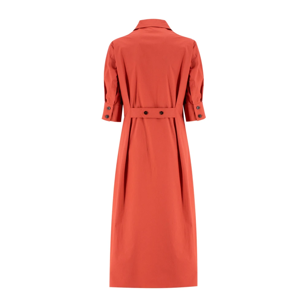 Antonelli Firenze Stretch Katoenen Overhemdkraag Jurk Red Dames