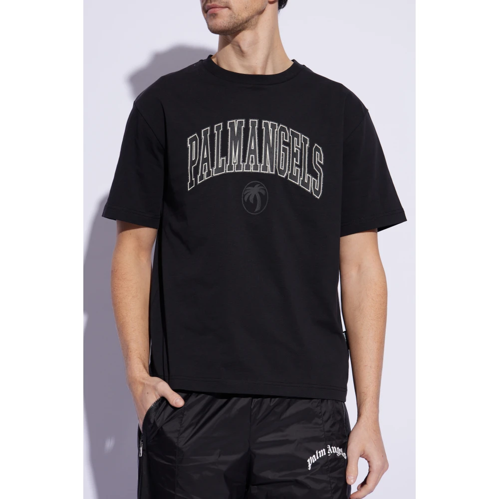 Palm Angels T-shirt met bedrukt logo Black Heren