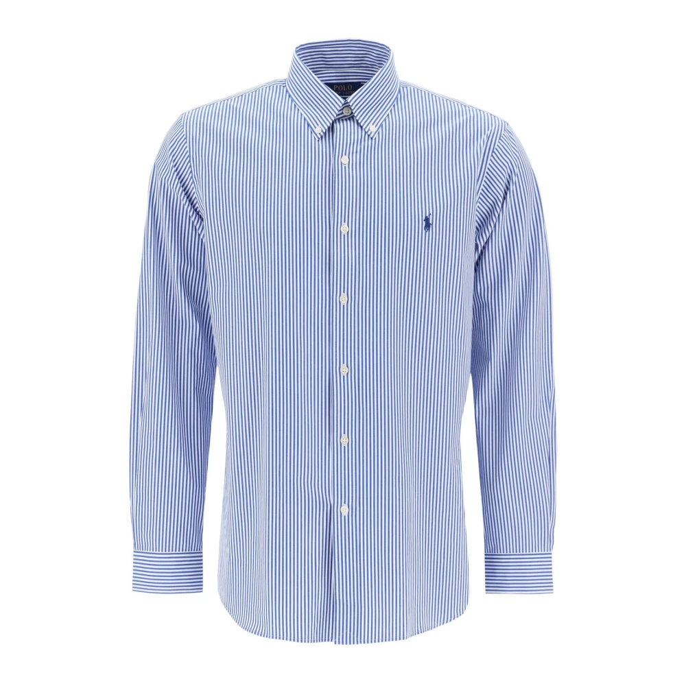 Polo Ralph Lauren Gestreept Stretch Poplin Overhemd Blue Heren