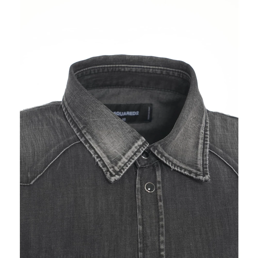 Dsquared2 Zwarte Western Denim Overhemd Black Heren