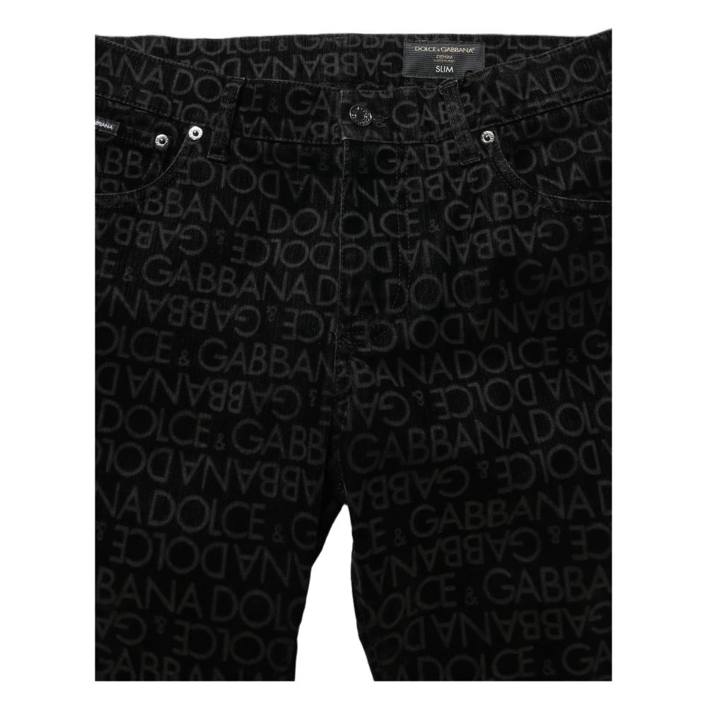 Dolce & Gabbana Logo Monogram Cotton Slim Denim Jeans - Male - Slim Fit Jeans - Black - M - Jeans - Image 2