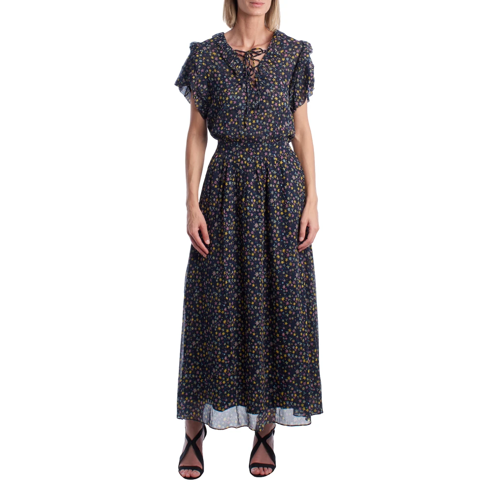 Zadig & Voltaire Women's Multicolor Maxi Dresses, Xs, Tie-Neck Ruffle Maxi Dress