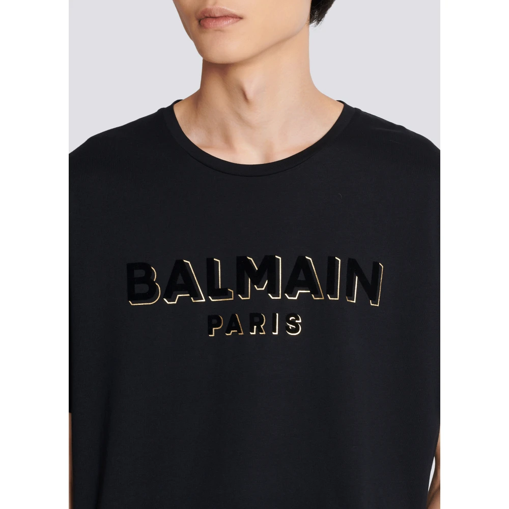 Balmain Metallic flocked T-shirt Black Heren