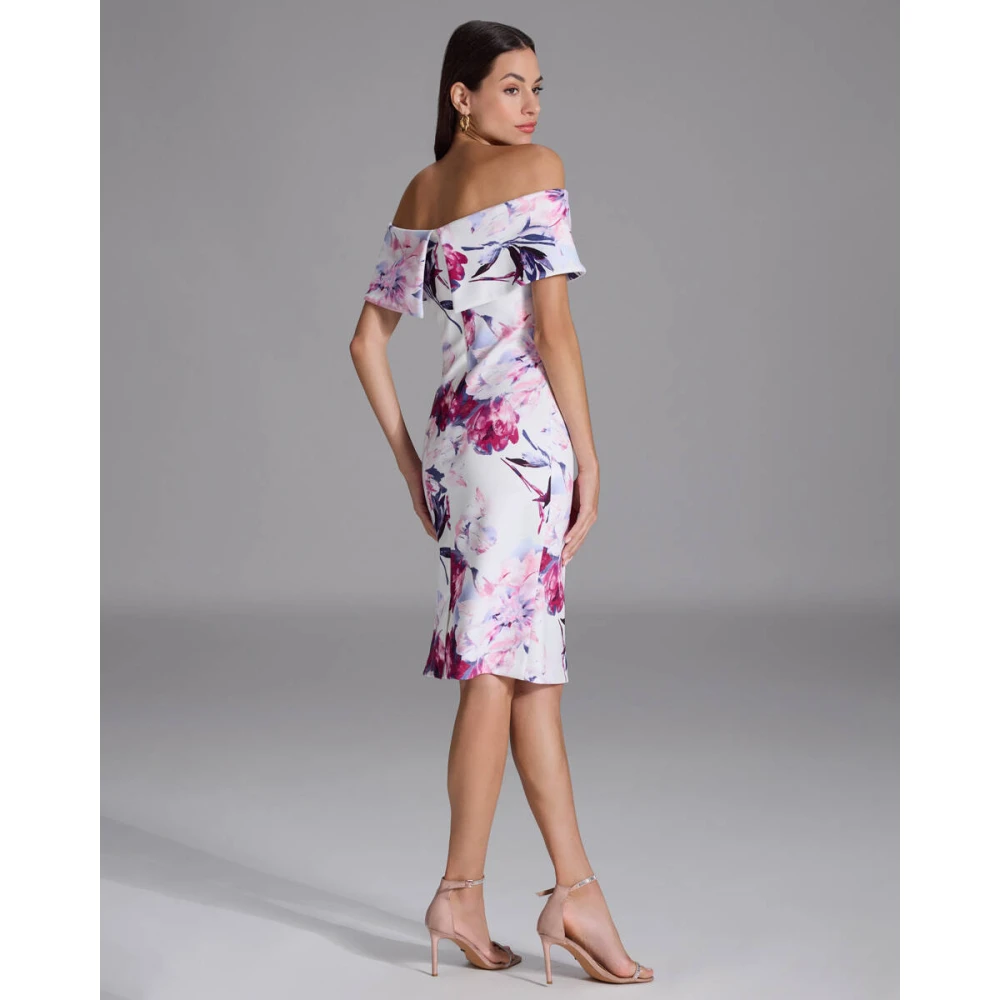 Swing Off-Shoulder Bedrukte Jurk Multicolor Dames