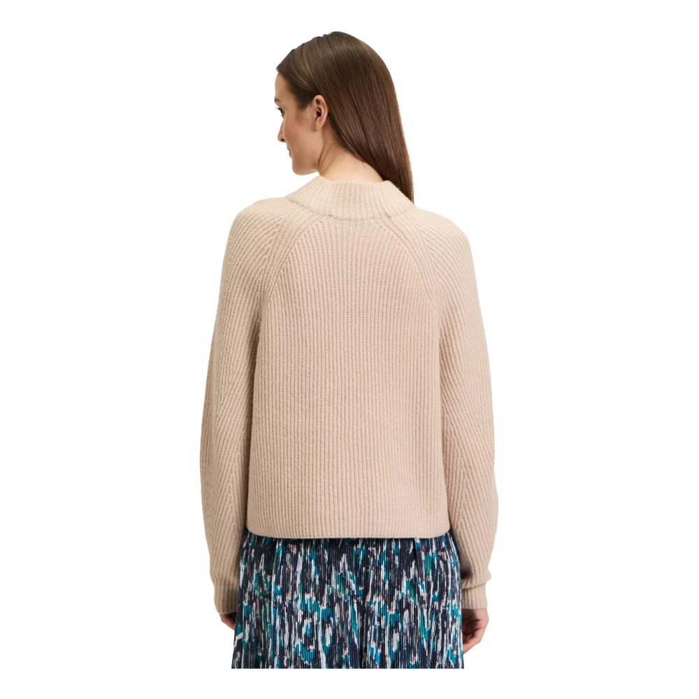 Betty & Co Chunky Gebreide Hoge Hals Trui Pink Dames