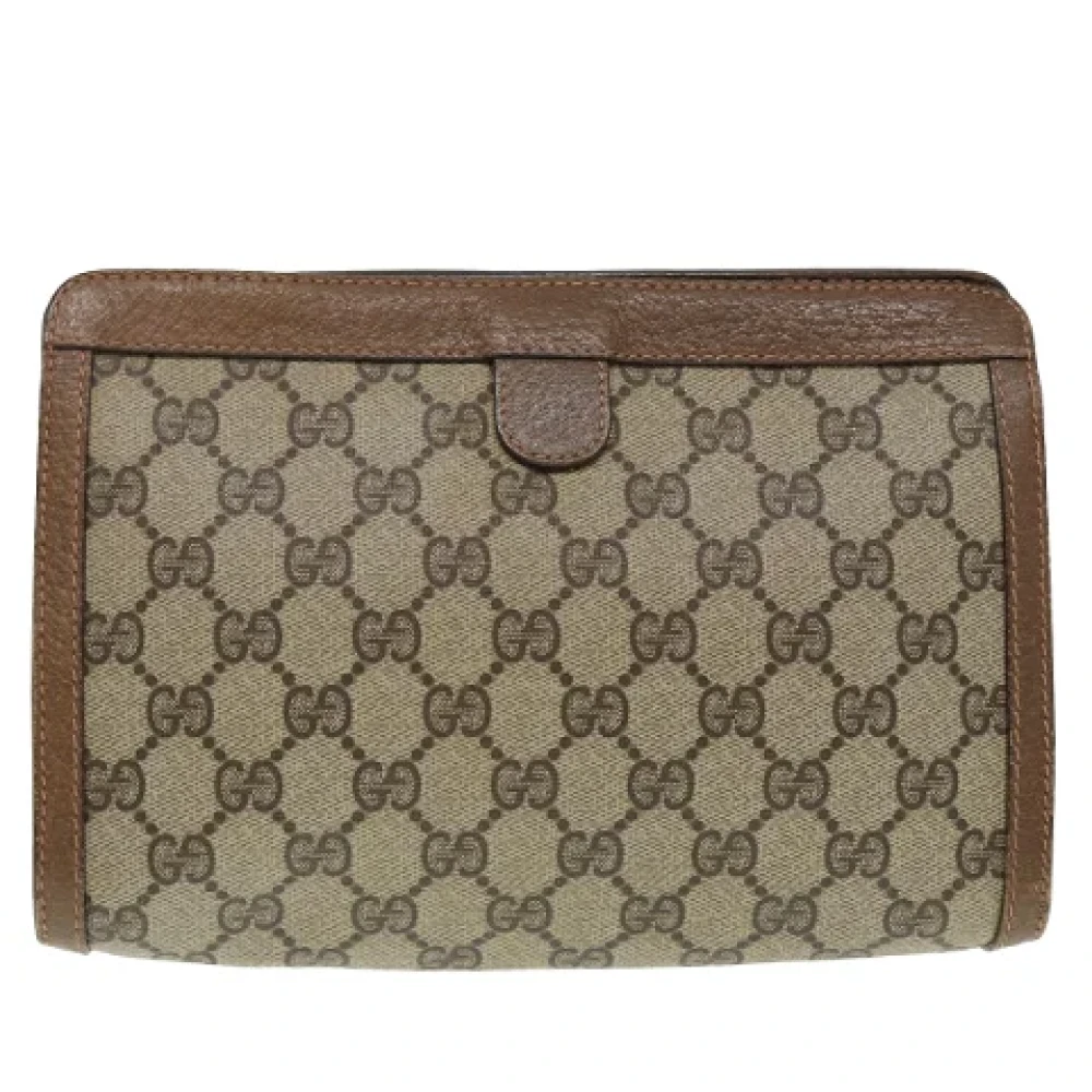 Gucci Vintage Pre-owned Canvas clutches Beige Dames