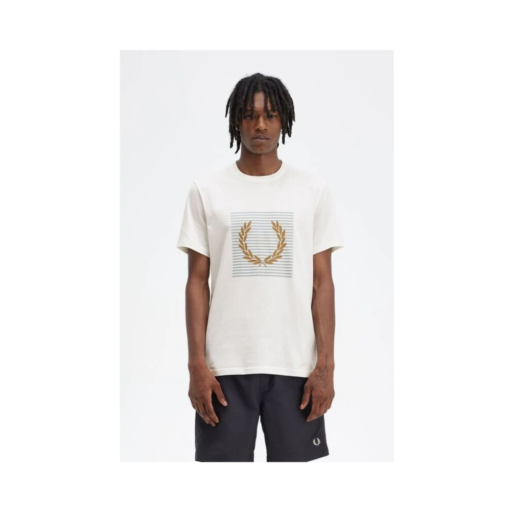 Fred Perry Gestreept Laurel Wreath Jersey Shirt White Heren
