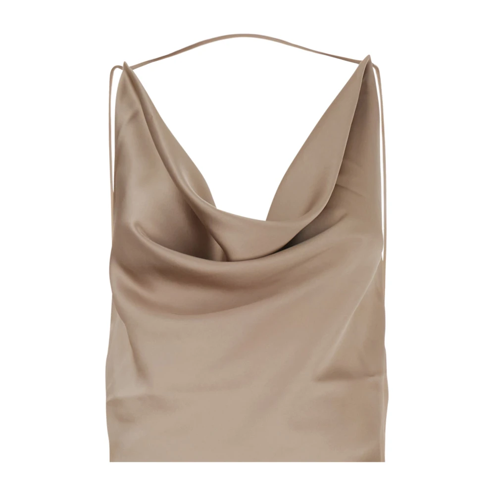 Andamane Beige Lange Jurk met Cowl Neck Beige Dames