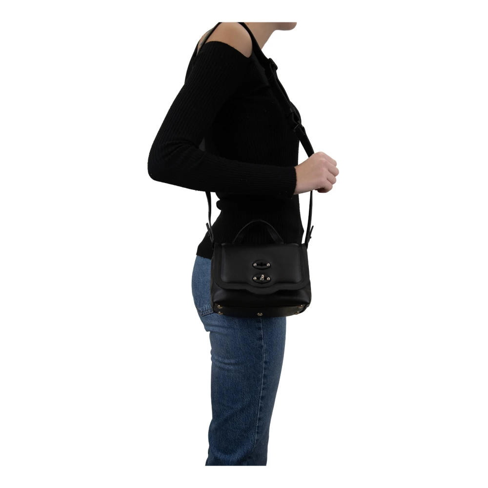 Zanellato Leren Dames Schoudertas met Envelop Zak Black Dames