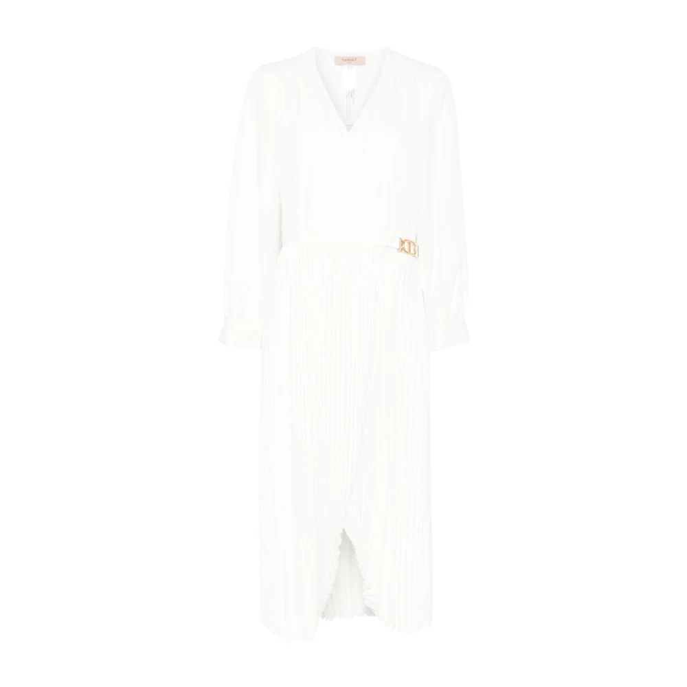 Twinset Witte Geplooide Rok Jurk White Dames