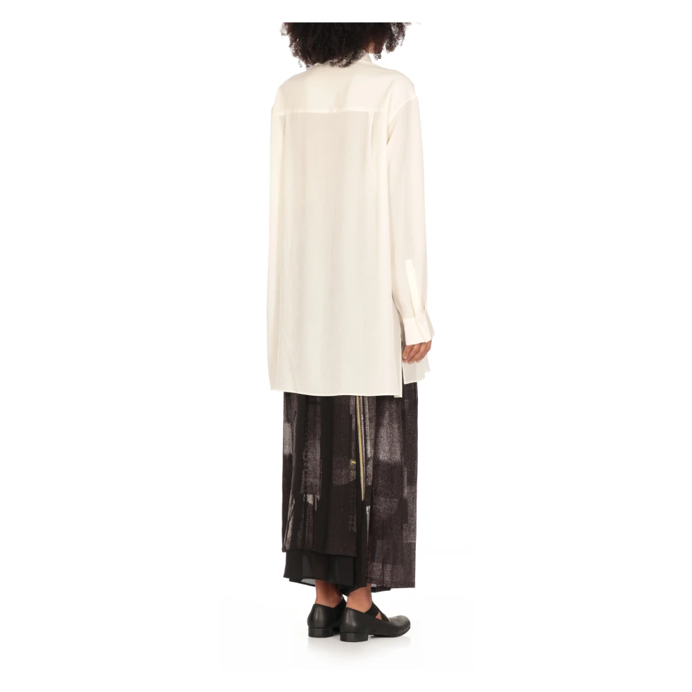 Y-3 Witte Blouse met Kraag en Draperie White Dames