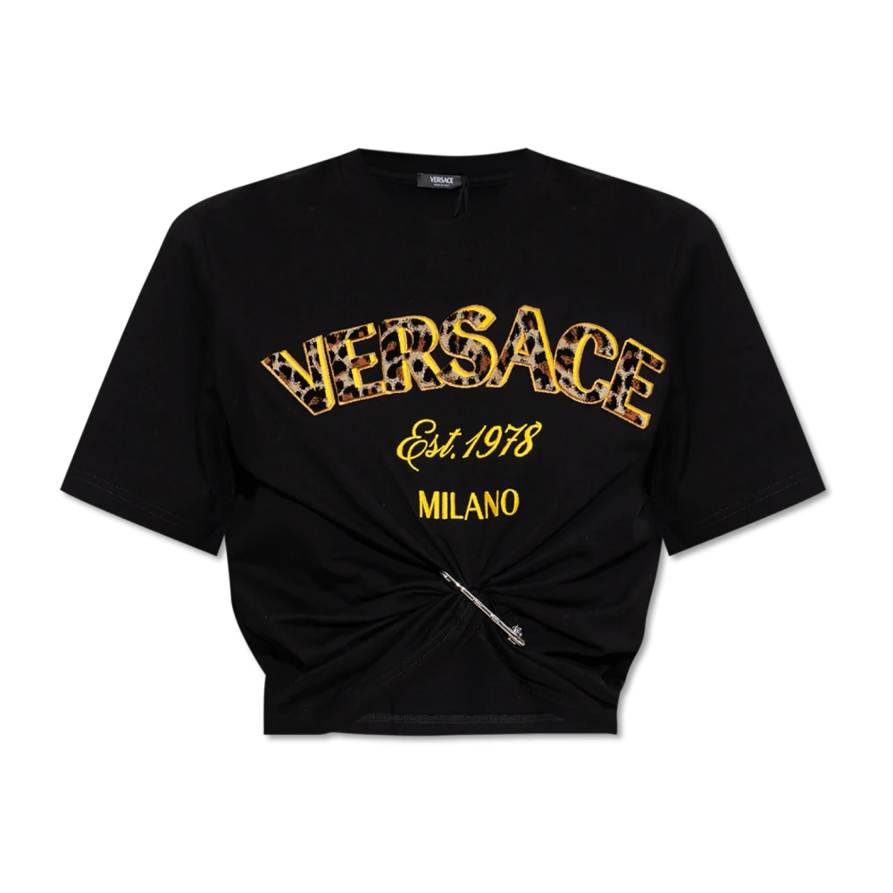 Versace T-shirt met applicatie Black Dames