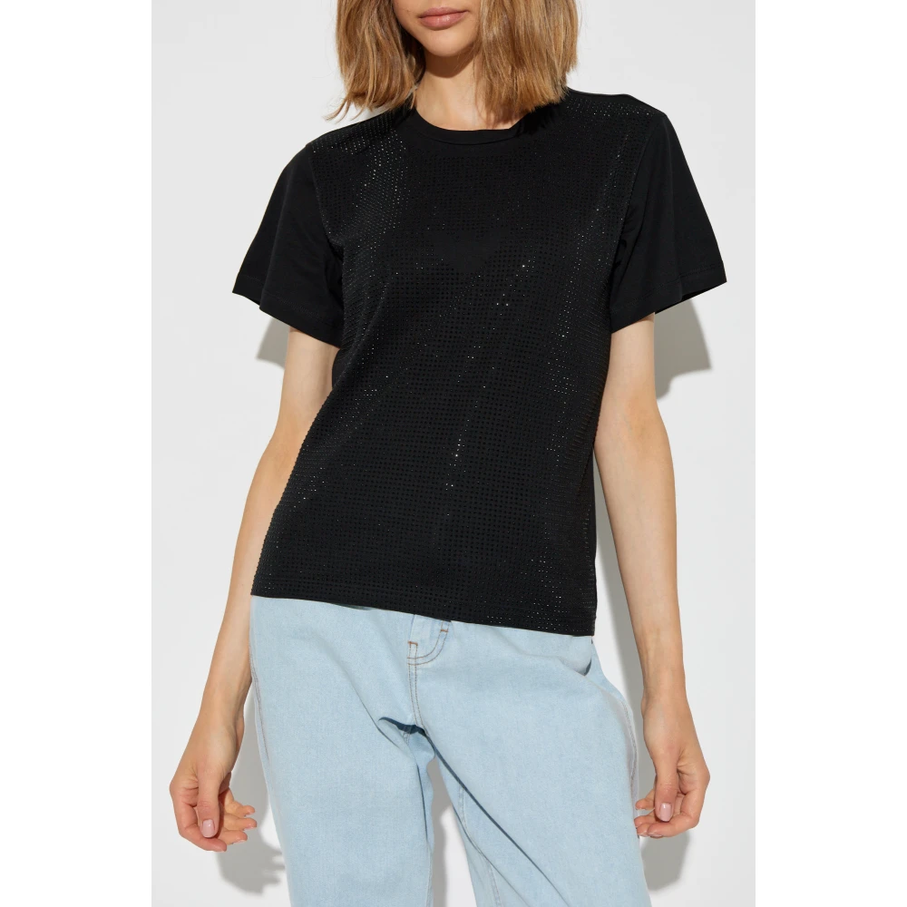 Emporio Armani T-shirt met glinsterende kristallen Black Dames
