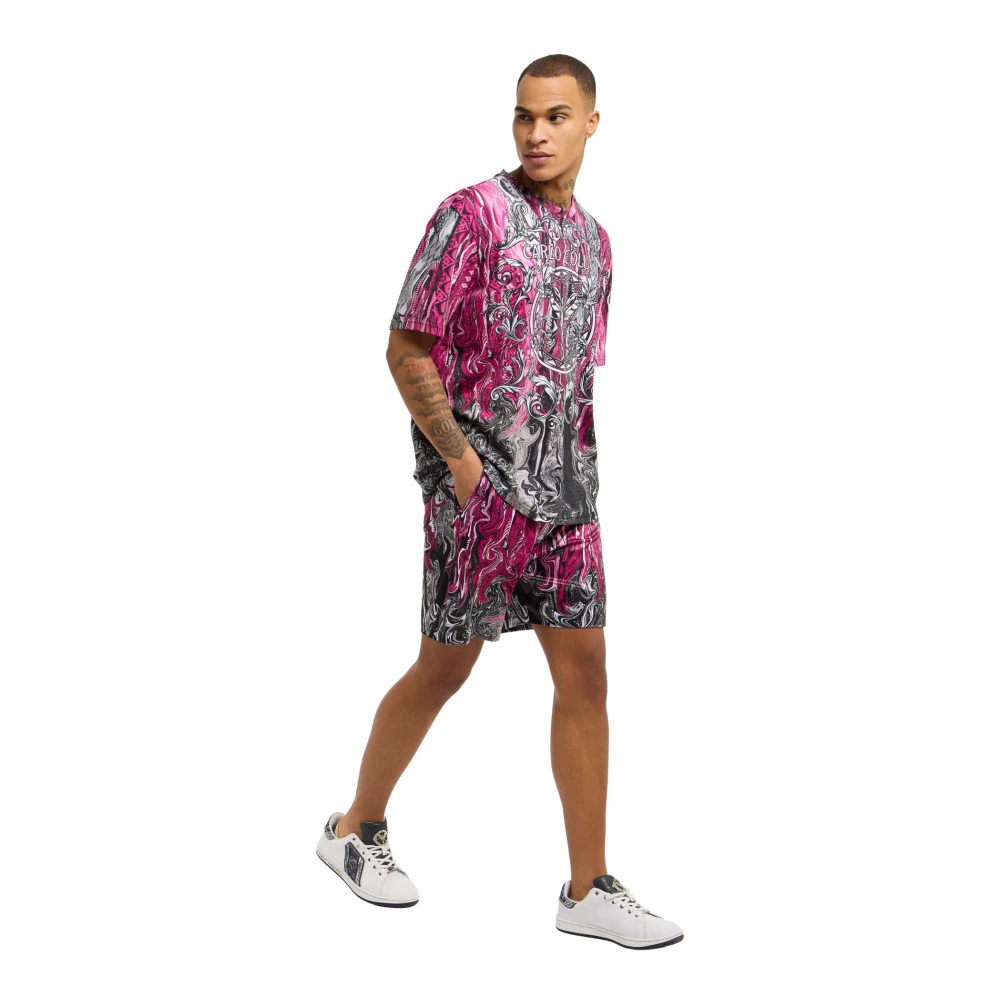 carlo colucci Artistieke Gebreide Print T-Shirt Multicolor Heren