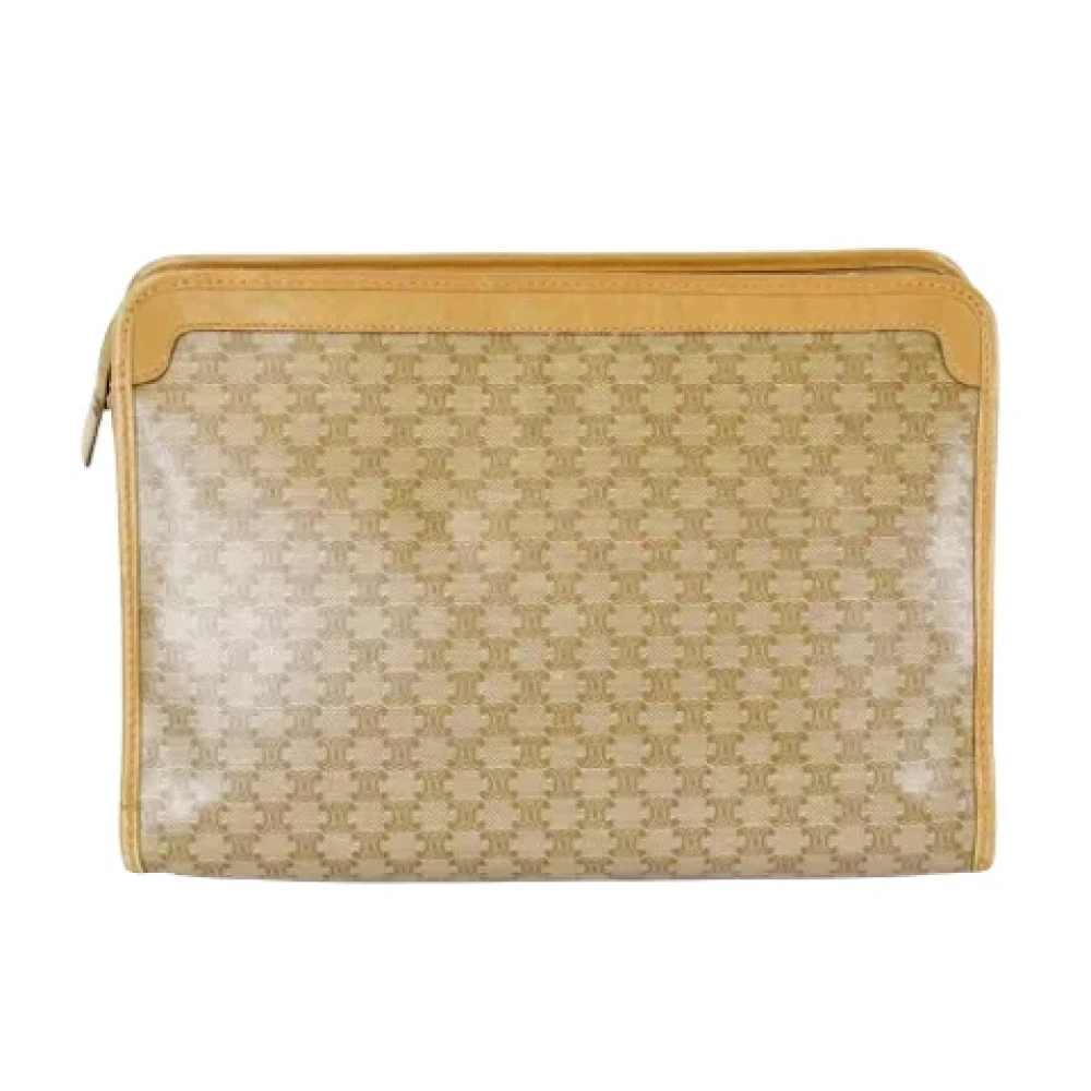 Celine Vintage Pre-owned Canvas clutches Beige Dames