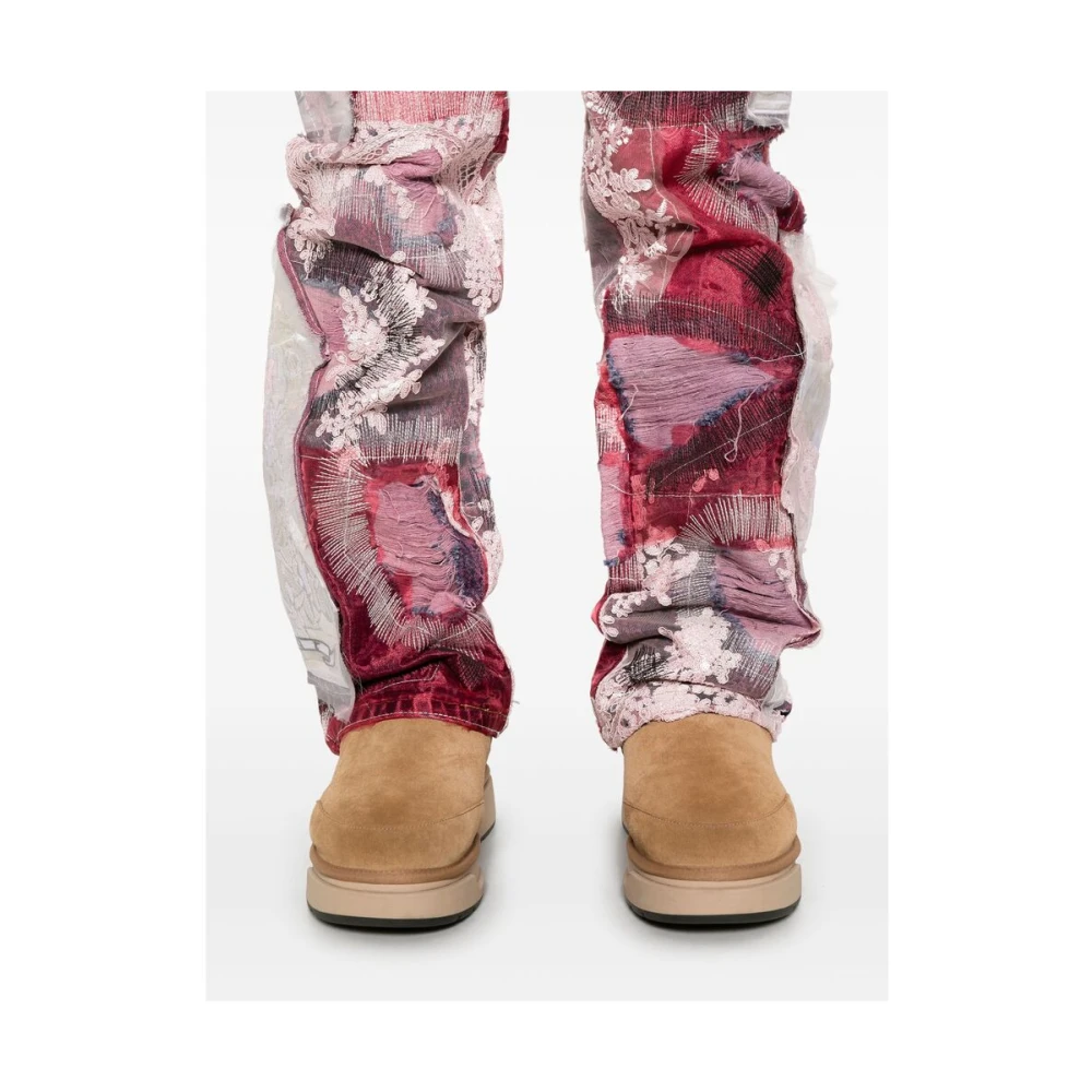 Who Decides War Patchwork Denim Jeans met Bloemendetails Multicolor Heren