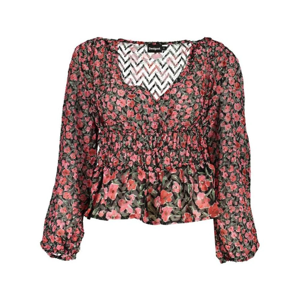 Desigual , Blouses, Female, Multicolor, M, Patterned Blouse With V-Neck - Image 3
