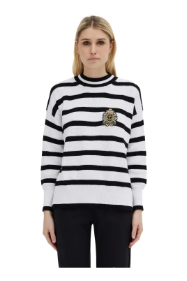 Randig Crewneck med Emblem