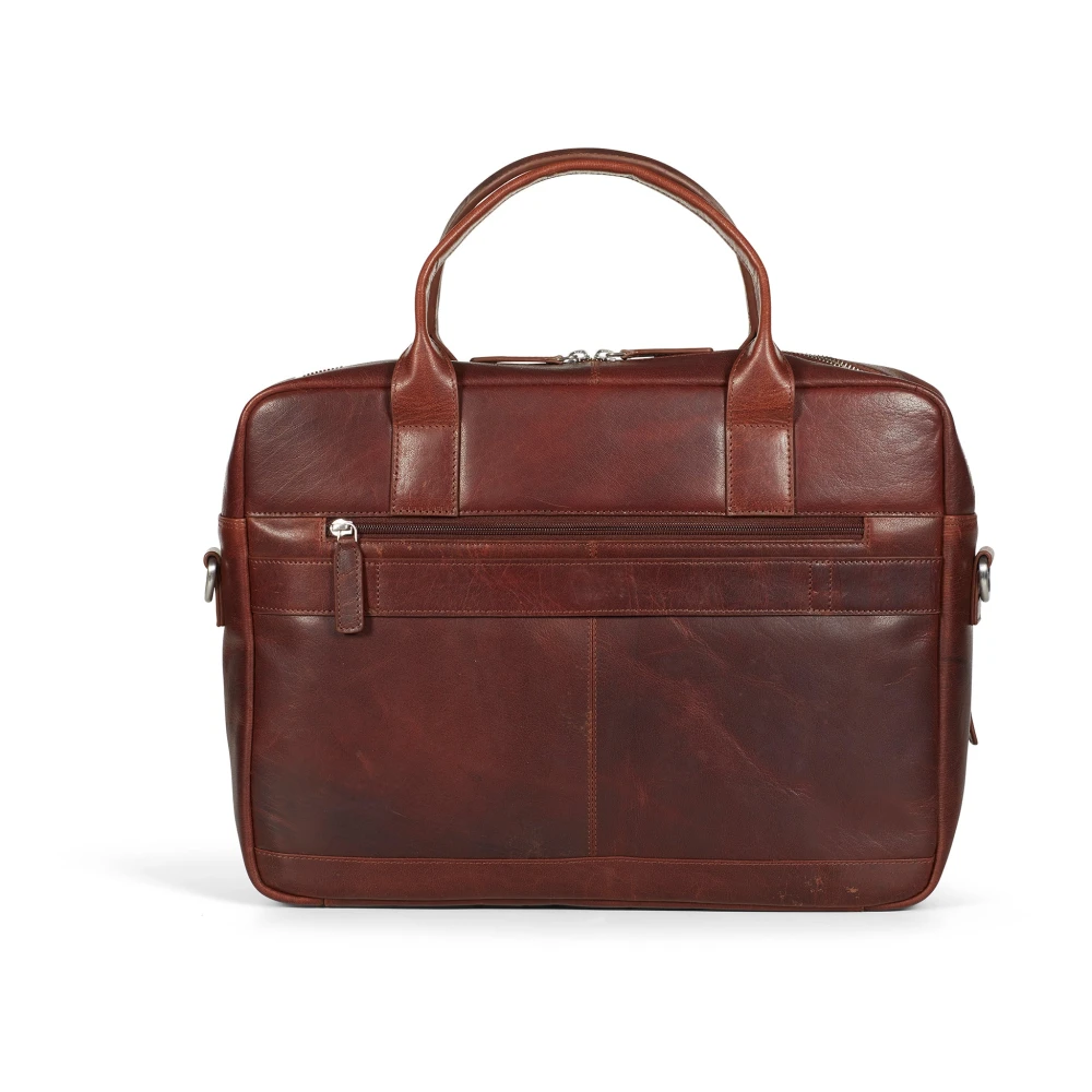 Howard London Bruine Leren Laptoptas Brown Heren